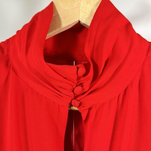 NEW YORK & COMPANY GABRIELLE UNION Women's Cut Out Mock Neck Blouse Red Small - Picture 7 of 16